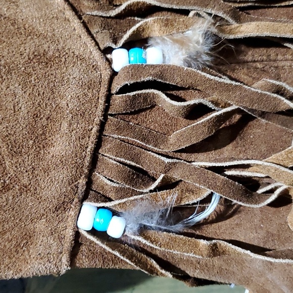 VINTAGE BROWN LEATHER VEST FRINGES NEW WITH TAG DREAM APPAREL WESTERN COWBOY - Picture 2 of 7